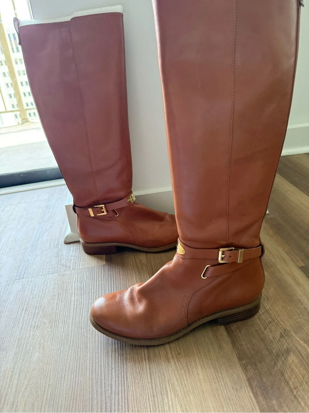 Michael Kors Tall Leather Over-the-Knee Boots in Cognac Brown